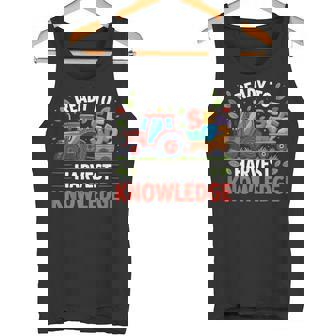 Back To School Teacher Farming Tractor 100th Day Farmer Kids Tank Top | Mazezy