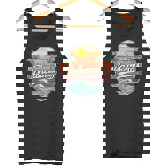 Bahamas Beach Summer Vacation Wave Retro Sunset Palm Tree Tank Top | Mazezy