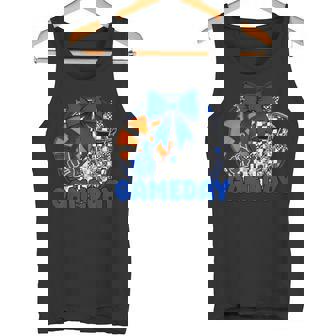 Basketball Game Day Go Cheer Team Blue Coquette Cheerleader Tank Top | Mazezy