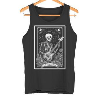 The Bass Player Bassist Guitarist Guitar Tarot Card Skeleton Tank Top | Mazezy