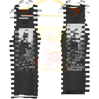 Bigfoot Riding Tractor Farm Country Humor Dad Tank Top | Mazezy