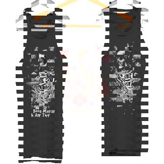 Book Are My Therapy Skeleton Book Reading Floral Butterfly Tank Top | Mazezy