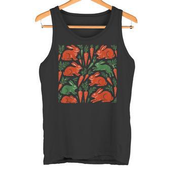 Bunny Rabbits And Carrots Cottagecore Spring Easter Tank Top | Mazezy