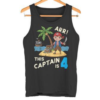 This Captain Is 4 ARR Pirate 4th Birthday Bday Boys Kids Tank Top | Mazezy