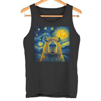 Capybara Starry Night Expressionist Art Style Tank Top | Mazezy