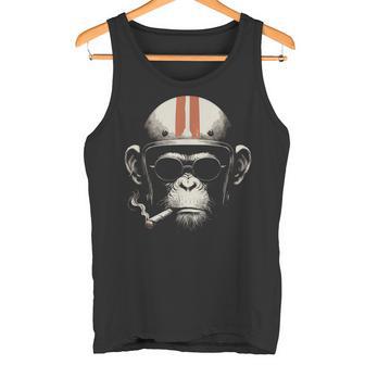 Casco De Motociclista Retrointage Mono Fumando Cigarros Camiseta sin mangas - Regaloses