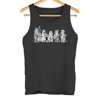 Cat Playing Musical Instruments Music Teacher Vintage Tank Top | Mazezy