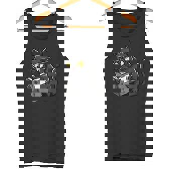 Cat Reading a Book Nerd Kitty Bookworm Tank Top | Mazezy