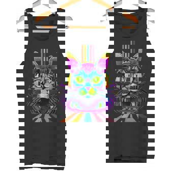 CAT WEARING HEADPHONES NIGHTCLUB ELECTRONICA MUSIC FUNNY Tank Top | Mazezy