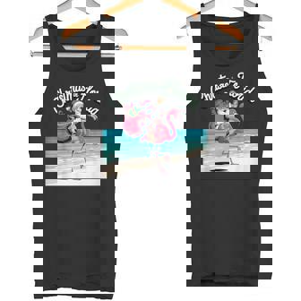 Christmas In Florida Sun Tanning Santa Riding Flamingo Tank Top | Mazezy