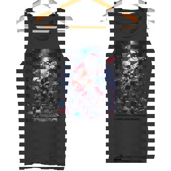 Christmas Rock Punk Guitar Santa Claus Print Tank Top | Mazezy