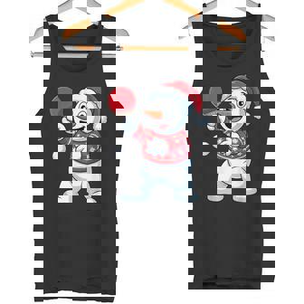 Christmas Santa Snowman Plays Table Tennis Sport Fans Tank Top | Mazezy