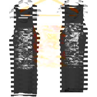 Colorful Fox With Fall Leaves Mushrooms Autumn Aesthetic Tank Top | Mazezy