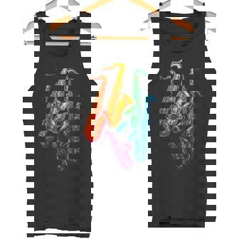 Colorful Saxophones Jazz Music Players Tank Top | Mazezy