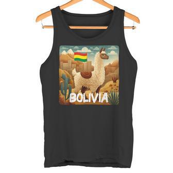 Cool Bolivia Mountains With Llama In Patriotic Colors Tank Top | Mazezy