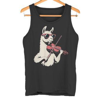 Cool Llama Violin Graphic For Music And Animal Fans Tank Top | Mazezy