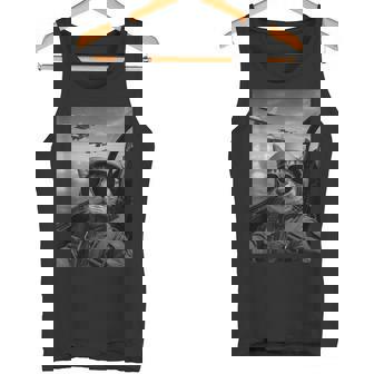 Cool Pilot Cat Selfie Fighter Jets Humor Graphic Cat Lovers Tank Top Tank Top | Mazezy