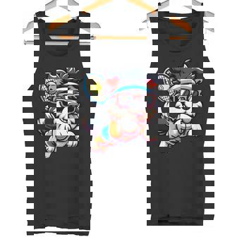 Cool Tennis Dog With Racket And Ball Sunglasses Puppy Tank Top | Mazezy