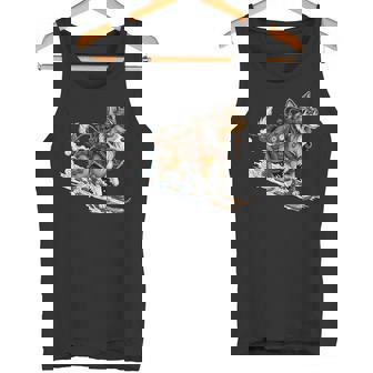 Corgi On Skis Steampunk Goggles Brass Gears Winter Tank Top | Mazezy