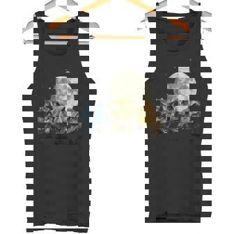 Cretaceous Moon Raptors T Rex Triceratops Trio Tank Top | Mazezy