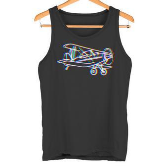 Crop Duster Airplane Retro EDM Glitch Pilot Tank Top Tank Top | Mazezy