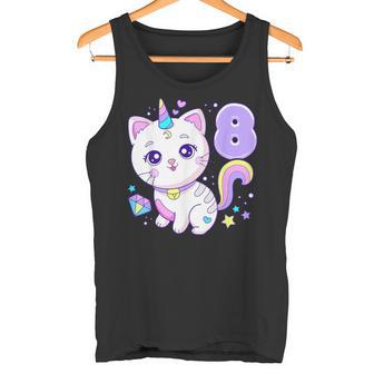 Cumpleaños Niña 8 Años Gato Unicornio 8º Cumpleaños Camiseta sin mangas - Regaloses