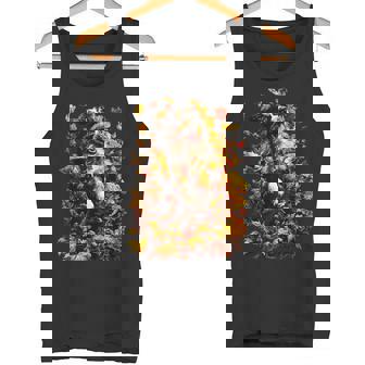 Cute Australian Shepherd With Fall Leaves Autumn Aesthetic Tank Top | Mazezy