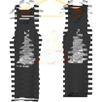 Cute Christmas Dragon Sleeping Under Tree Books Lover Tank Top | Mazezy