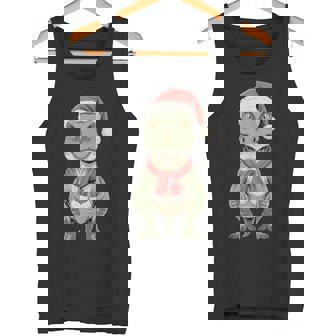 Cute Christmas Velociraptor Santa Raptor Dinosaur Tank Top Tank Top | Mazezy