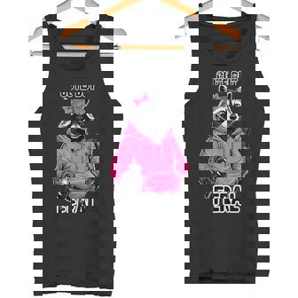 Cute But Feral Raccoon Hair Bow Spray Paint Graphic Lover Tank Top | Mazezy