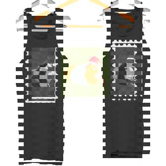 Cute Holiday Guinea Pig With Santa Hat And Candy Cane Tank Top | Mazezy