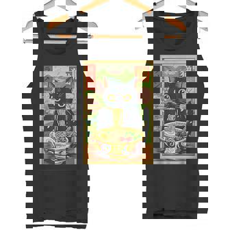Cute Ramen Cat Nature Flowers Noodle Anime Tank Top | Mazezy