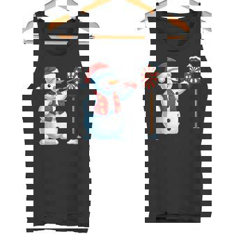 Cute Snowman Santa Hat Playing Darts Christmas Winter Time Tank Top | Mazezy