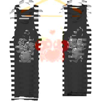 Cute Tomato And Cherry Vegan Valentine Couple Tank Top | Mazezy