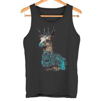 Cyberpunk Llama Art Digital Print For Wall Photography Tank Top | Mazezy