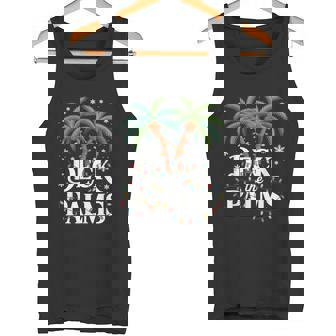Deck The Palms Tropical Hawaii Christmas Palm Tree Lights Tank Top | Mazezy