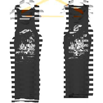 Disc Golf Sasquatch UFO Alien Golfing Golfer Bigfoot Tank Top | Mazezy