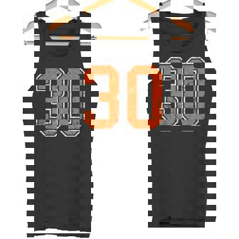 Distressed Orange Number 30 Jersey Player Uniform 30 Tank Top | Mazezy