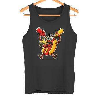 Divertida Dibujos Animados De Perritos Calientes Con Ketchup Y Mostaza Amante De La Comida Camiseta sin mangas - Regaloses