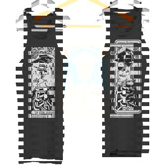 Doctorate Dissertation Phd Grad Tarot Card Skeleton Cat Tank Top | Mazezy