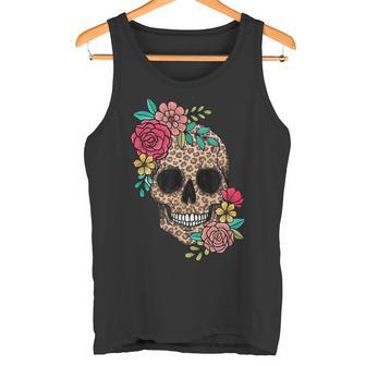 Drôle Dia De Los Muertos Léopard Tête De Mort Fleur Mexicaine Débardeur e - Cadeauxyz