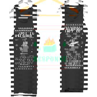 Dumpster Fire Response Team Leader Christmas Ugly Sweater Tank Top - Monsterry