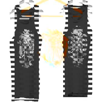 Elephant Lion & Zebra – African Wildlife Portrait Tank Top | Mazezy