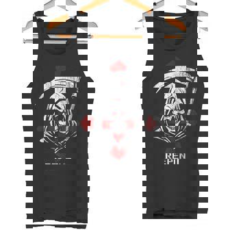 Evil Grim Reaper Death Upside Down Inverted Cross Repent Tank Top Tank Top - Monsterry