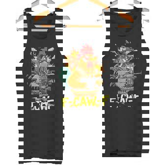 F Caw F Battle Rooster Commando Chicken 80s Movie Fan Tank Top | Mazezy