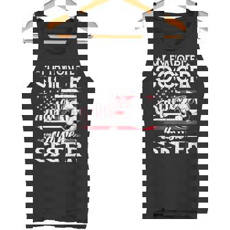 My Favorite Soccer Player Calls Me Sister US Flag Tank Top | Mazezy