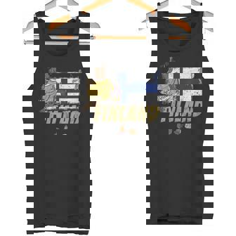 Finland Vintage Souvenir With Elk And Tent Tank Top Tank Top | Mazezy