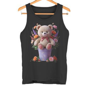 Fleur Avec Ours Mignon Avec Motif e Amusant Pour Manche Longue Débardeur e - Cadeauxyz