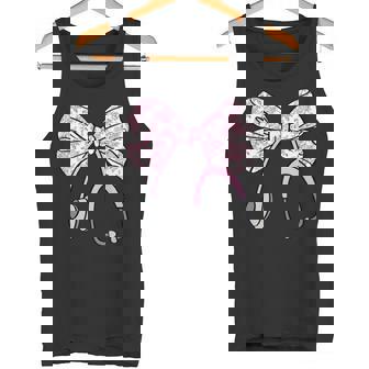 Floral Pink Coquette Bow Rn Nurse Stethoscope Nursing Doctor Tank Top | Mazezy