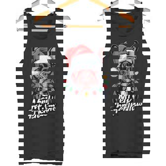 French Bulldog Merry Frenchiemas Santa Hat Christmas Pet Fun Tank Top | Mazezy